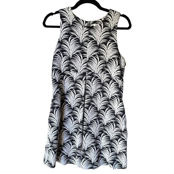 Rachel Roy Size M Black & White Palm Leaf Sleeveless Back Zip Sheath Mini Dress - Picture 1 of 7